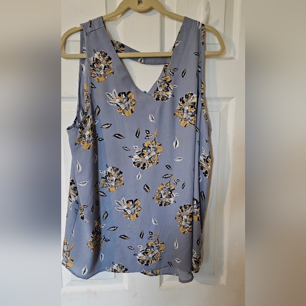 Maurices Blue Floral V-Neck Top